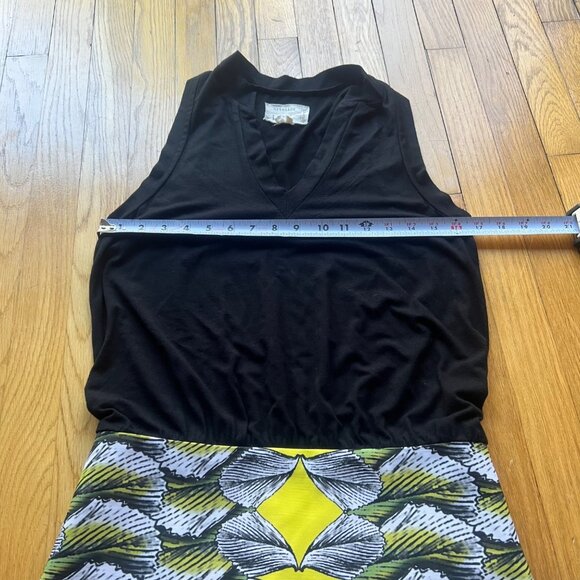 ARTELIER Nicole Miller Size 8 Black Yellow White Geometric Blouson Pencil Dress - Picture 8 of 13